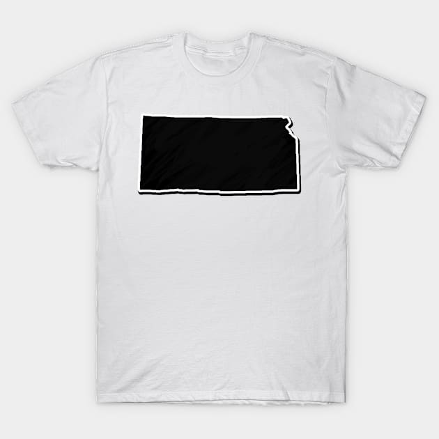 Black Kansas Outline T-Shirt by Mookle